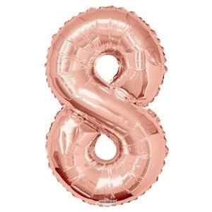 34 Mylar Number 8 Balloons - Rose Gold (Case of 48)