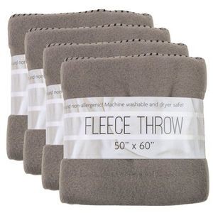 Fleece Throw Blankets - Grey, 50 x 60 (Case of 24)