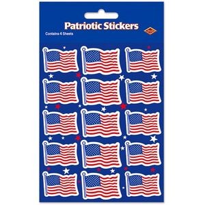 US Flag Stickers - 4 Sheets, 15 Stickers Per Sheet (Case of 576)