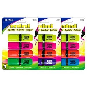 Mini Highlighters - Assorted Fluorescent Colors, Comfort Grip (Case of