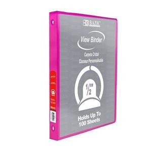 3-Ring View Binder - Fuchsia, 2 Pockets, 0.5 (Case of 12)