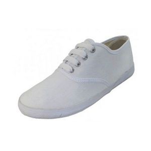 Youth Lace-Up Canvas Shoes - White, Sizes 11-3 (Case of 24)