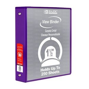 3 Ring View Binders - 1.5 Purple, 2 Pockets (Case of 12)