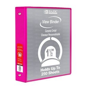 3 Ring View Binders - 1.5 Fuchsia, 2 Pockets (Case of 12)