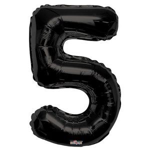 34 Mylar Number 5 Balloons - Black (Case of 48)