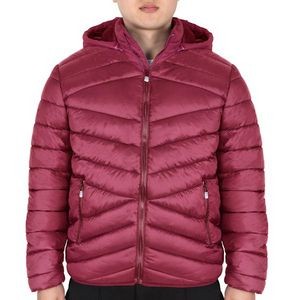 Men's Fleece Lined Full Zip Jackets - S-2X, Burgundy, Zipper Pockets (