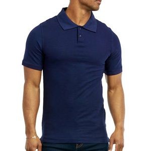 Men's Slim Polo Uniform Shirts - Small, Navy (Case of 20)