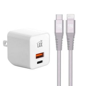 USB-PD 20W Wall Chargers with Apple MFi Certified Braided Lightning Ca