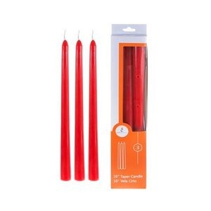 10 Taper Candles - Red, Unscented, 3 Pack (Case of 60)