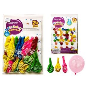 Happy Birthday Balloons - 24 Count, 9, Assorted (Case of 144)