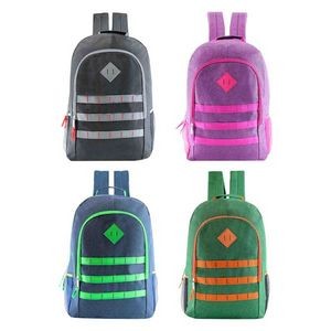 19 Classic Backpacks - 4 Colors, Contrasting Trim (Case of 24)