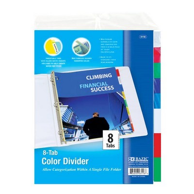 Index Dividers -8 Count, 3 Ring Reinforced (Case of 24)
