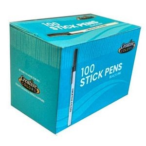 Ball Point Stick Pens - 100 Count, Black (Case of 12)