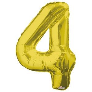 34 Mylar Number 4 Balloons - Gold (Case of 48)