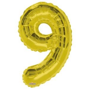 34 Mylar Number 9 Balloons - Gold (Case of 48)