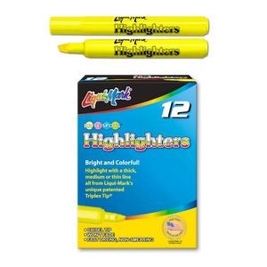 Highlighters - 12 Count, Fluorescent Yellow, Chisel Tip (Case of 36)