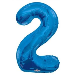 34 Mylar Number 2 Balloons - Blue (Case of 48)