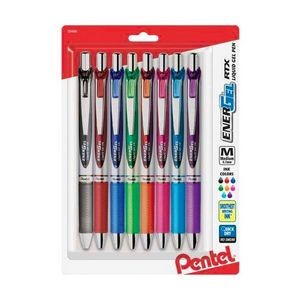 Liquid Gel Pens - 8 Colors, Medium, 0.7mm, Stainless Steel Tip (Case o