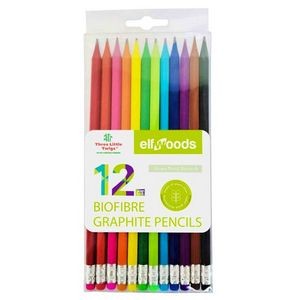 BioFibre Graphite Drawing Pencils - 12 Count, Colored Barrels (Case of