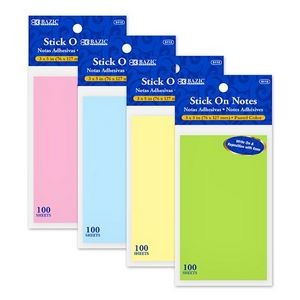 Stick On Notes - 3 x 5, 100 Sheets, Assorted Pastels (Case of 144)