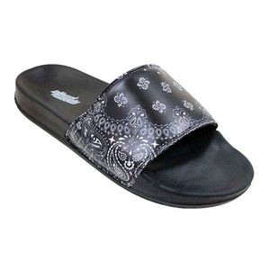 Men's Bandana Slides - Black, Size 8-13 (Case of 12)