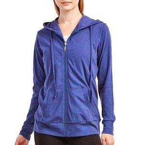 Women's Jersey Zip-Up Hoodie Jackets - Large, Denim Blue (Case of 24)