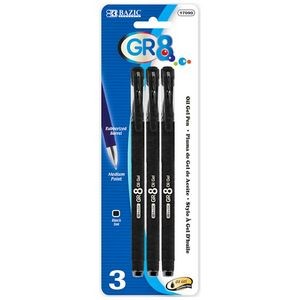 Gel Ink Pens - 3 Piece, Black, Medium, Comfort Grip (Case of 144)
