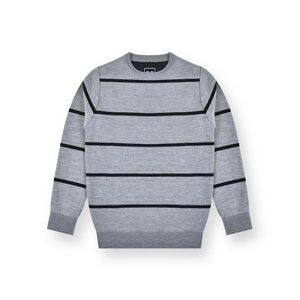 Boys' Striped Pullover Sweaters - 4-7, Grey, Crewneck (Case of 24)