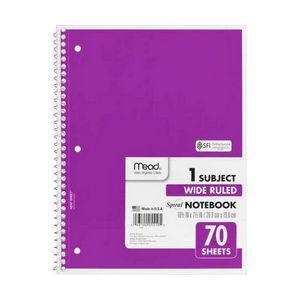 1 Subject Wide-Ruled Spiral Notebooks - 70 Sheets, Red (Case of 24)