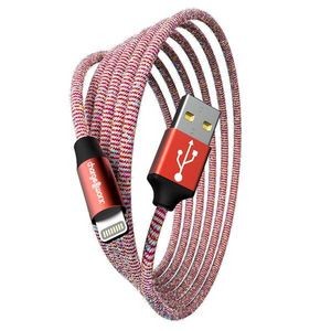 10' Lightning USB Cable - Red/White (Case of 48)