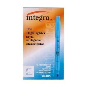 Pen Highlighters - Fluorescent Blue, Chisel Tip (Case of 36)