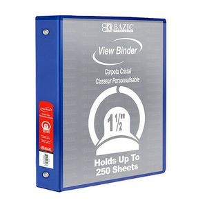 3 Ring View Binders - 1.5 Blue, 2 Pockets (Case of 12)