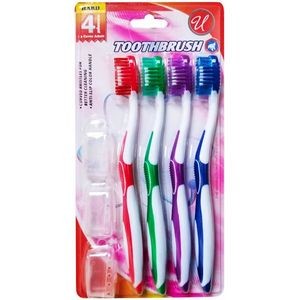 Toothbrushes - 4 Pack, Hard Bristles (Case of 48)