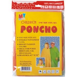 Kids' Rain Ponchos - Red, One Size Fits Most (Case of 144)