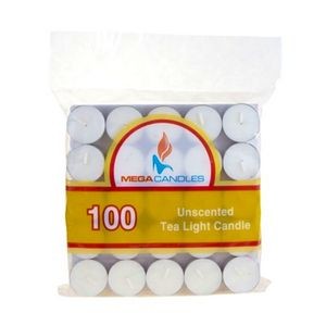 Tealight Candles - White, Unscented, 100 Pack (Case of 12)