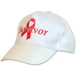 Embroidered Survivor Cap - Pink, White, Ribbon (Case of 12)