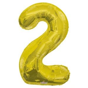 34 Mylar Number 2 Balloons - Gold (Case of 48)