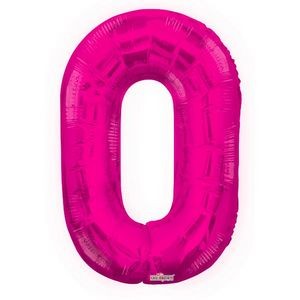 34 Mylar Number 0 Balloons - Pink (Case of 48)