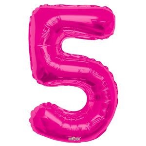 34 Mylar Number 5 Balloons - Pink (Case of 48)