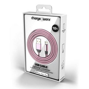 10' Lightning USB Cables - Light Pink (Case of 48)