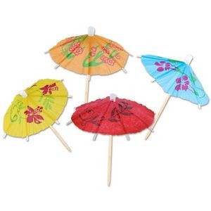 Party Parasol Umbrella Picks - 4, Assorted (Case of 24)