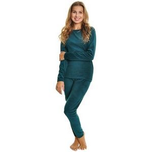 Women's Velvet Thermal Sets - Small/Medium, Green, Long Sleeve (Case o