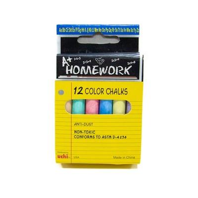Colored Chalk - 12 Pack, Assorted Colors (Case of 48)