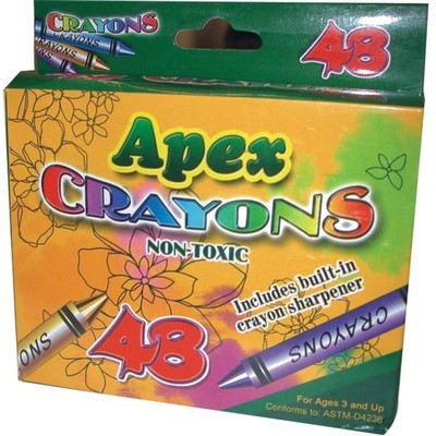 Crayons with Sharpener - 48 Assorted Colors (Case of 48)
