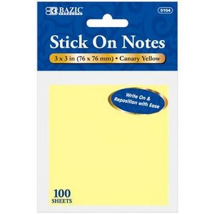 Stick On Notes - 100 Sheets, Yellow (Case of 288)