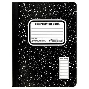 Marbled Composition Book - Wide Ruled, 100 Sheets, Black (Case of 24)