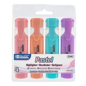 Pastel Highlighters - 4 Pack, Chisel Tip (Case of 144)