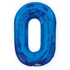 34 Mylar Number 0 Balloons - Blue (Case of 48)