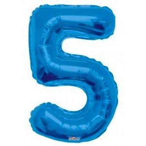 34 Mylar Number 5 Balloons - Blue (Case of 48)
