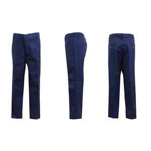 Boys' Uniform Pants - Size 8 - 14, Navy, Flat Front (Case of 24)